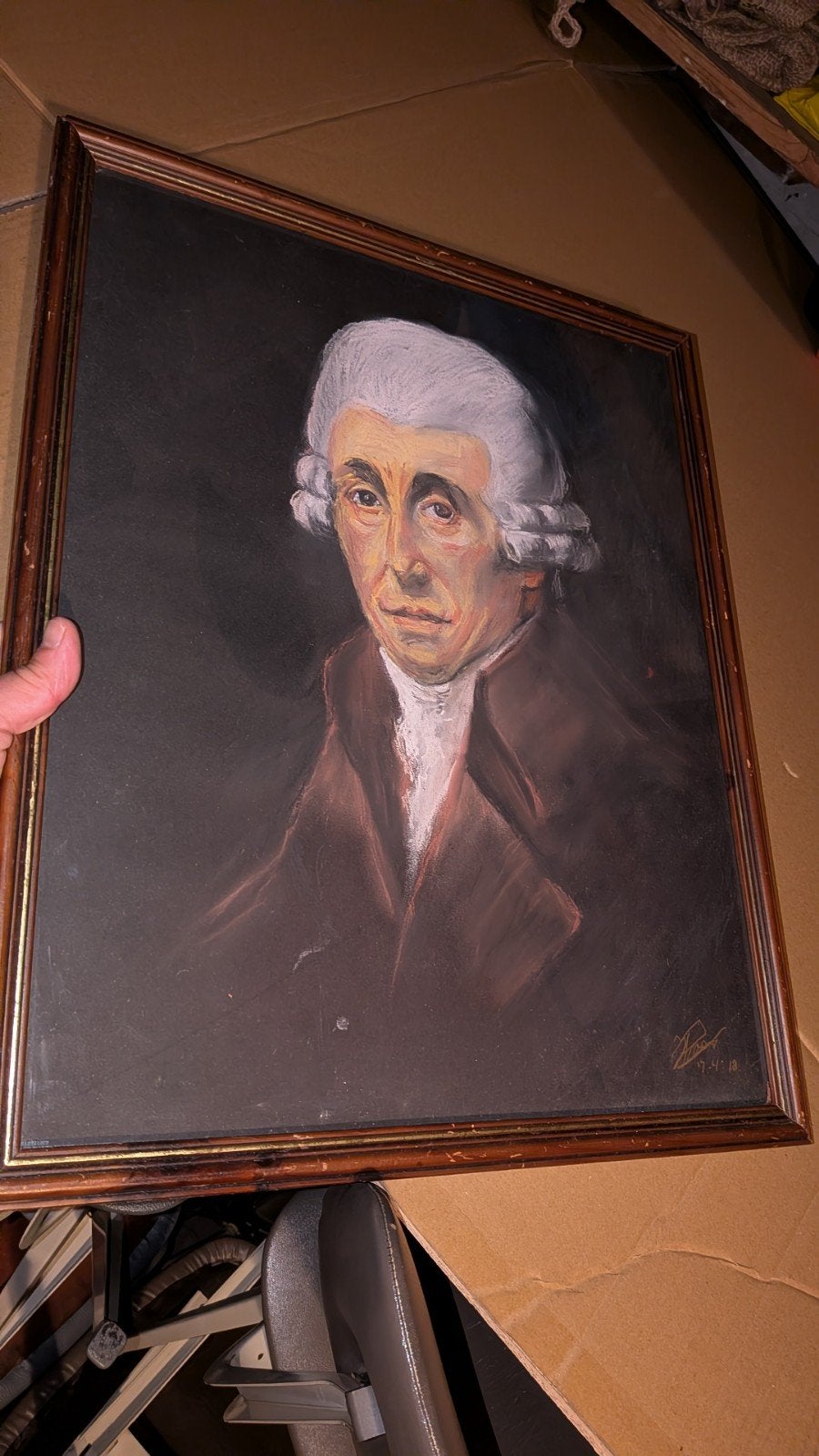 Pasteltekening, pruikentijd, gesigneerd, Antiek en Kunst, Ophalen of Verzenden