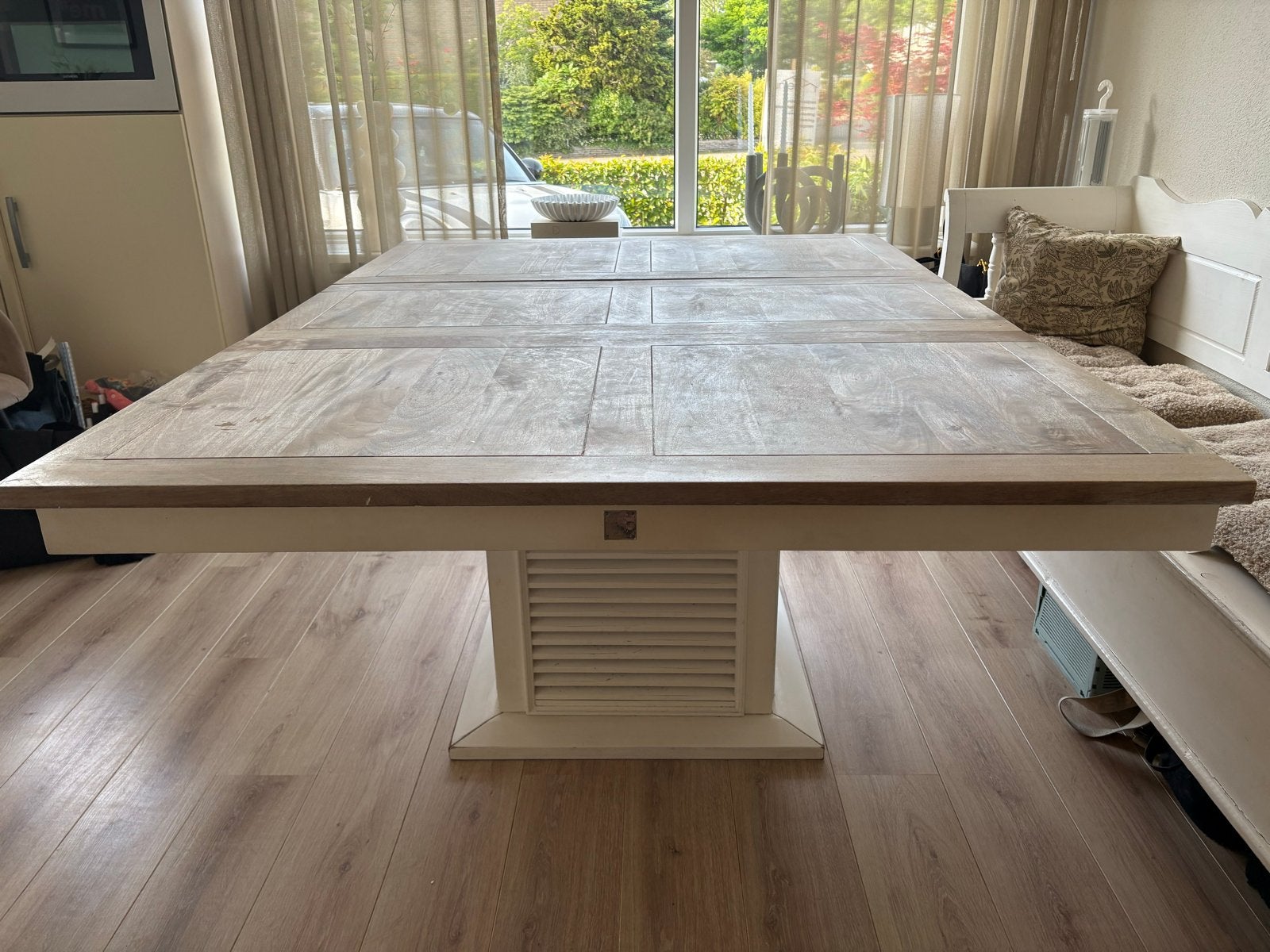 Riviera Maison eettafel uitschuifbaar 130x130 of 180x130, Huis en Inrichting, Tafels | Eettafels, Ophalen, Gebruikt, 100 tot 150 cm