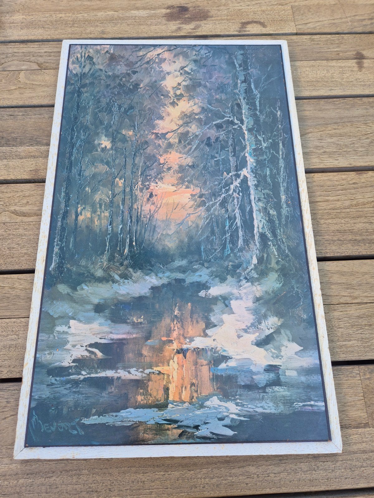 Olieverfschilderij van winters landschap, Ophalen