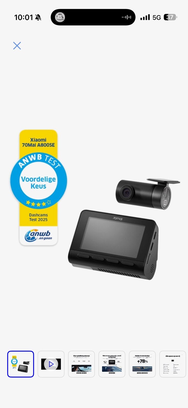 Xiaomi 70mai A800S 4K voor en achter dashcam, Ophalen, Zo goed als nieuw