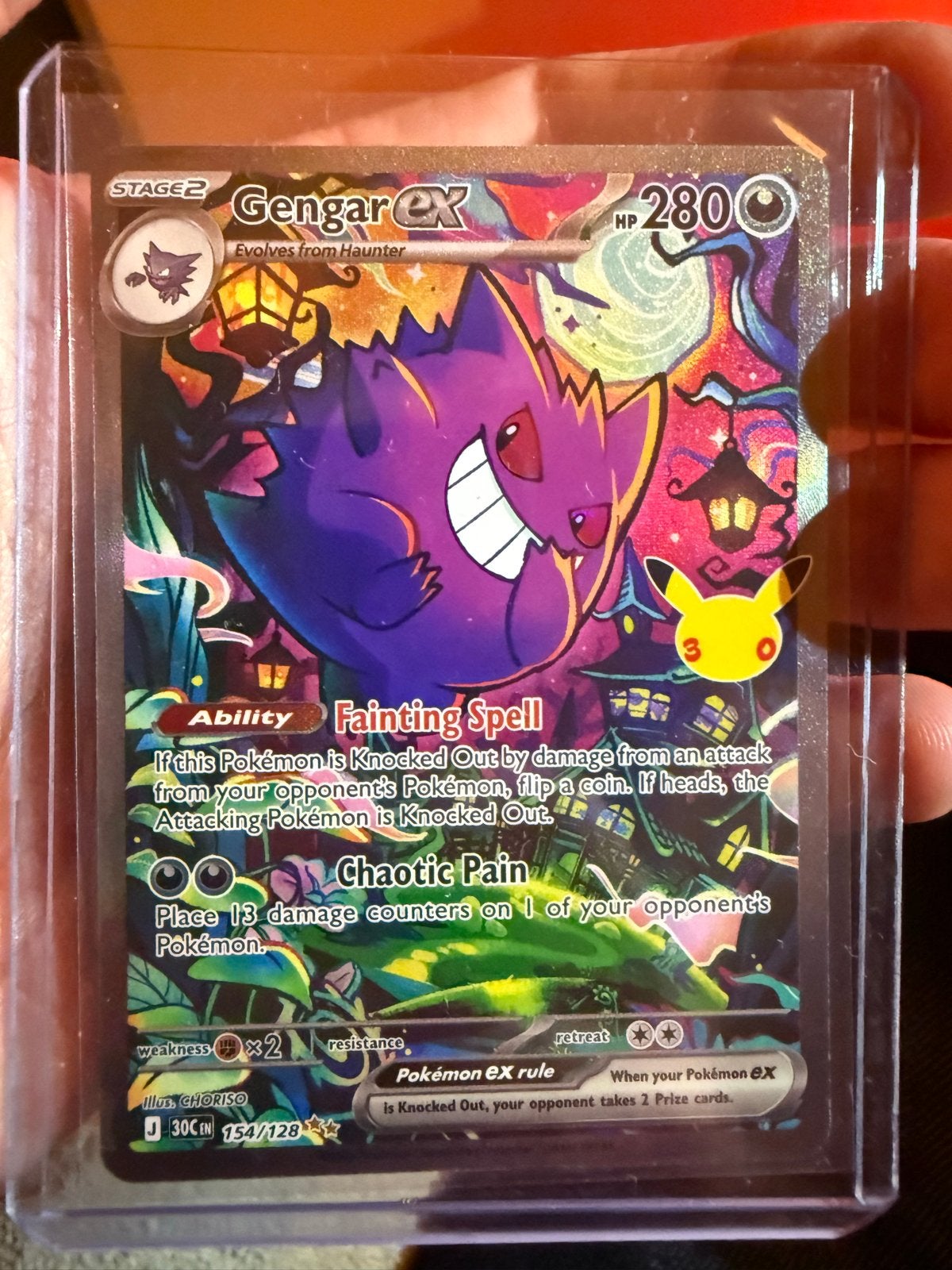 Gengar ex 30th Celebration Rare Illustration Pokémon Kaart, Ophalen of Verzenden, Zo goed als nieuw, Losse kaart, Foil