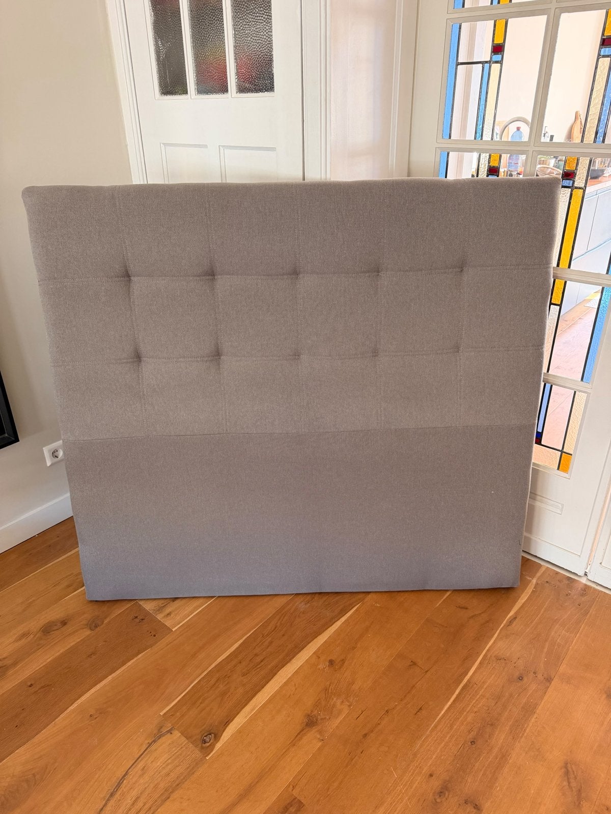 Hoofdbord grijs zo goed als nieuw, Ophalen, 140 cm, Zo goed als nieuw, Twijfelaar