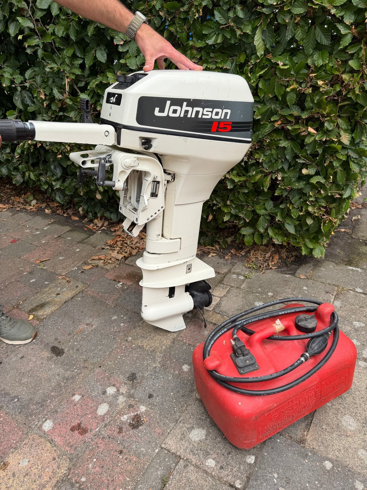 Johnson 15 PK Buitenboordmotor met brandstoftank, Ophalen, 10 tot 30 pk, Gebruikt, Buitenboordmotor