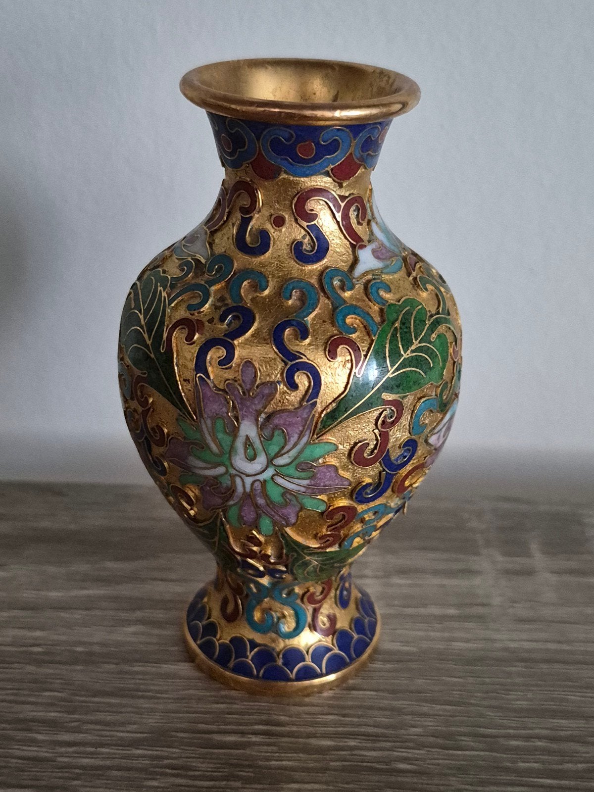 Chinese Cloisonné Emaille Vergulde Decoratieve Vaas Bloemen, Ophalen of Verzenden