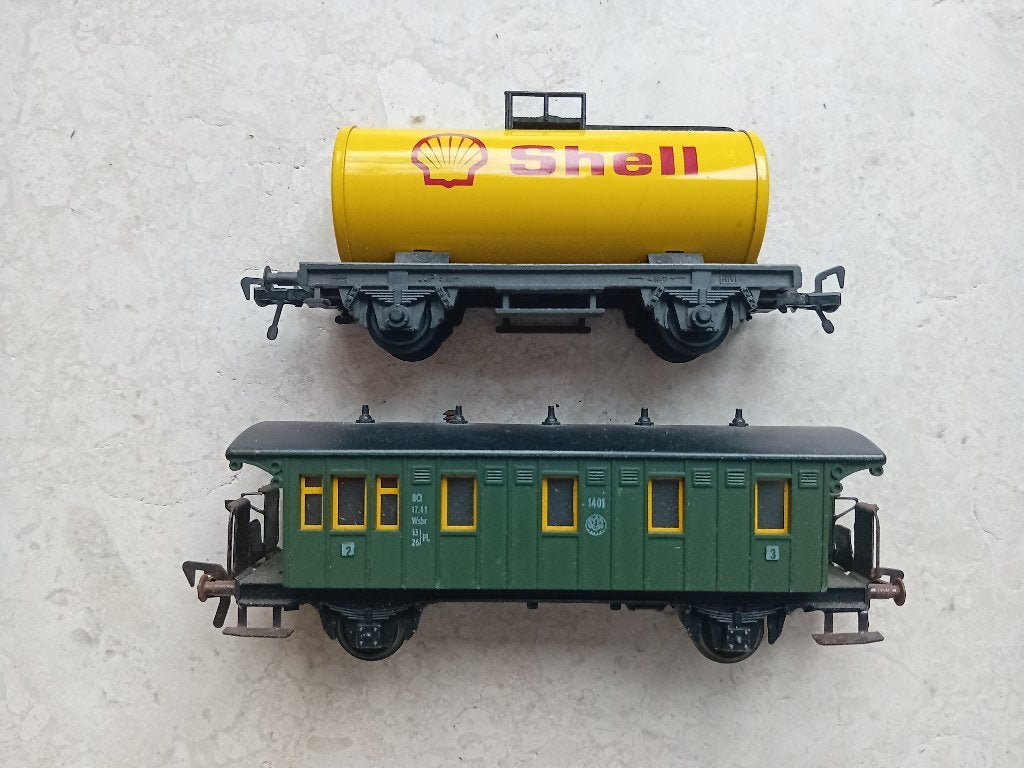H0#553 Fleischmann 1215 en 1401., Hobby en Vrije tijd, Gebruikt, Gelijkstroom, Fleischmann, Wagon
