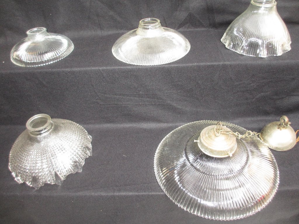 verzameling Antieke jaren 30 Holophane 5x lampekap glas, Ophalen of Verzenden
