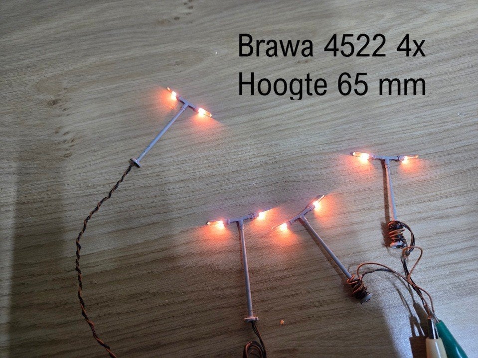 Brawa 4522 Perronverlichting 4x Hoogte 65 mm, Overige merken, Gebruikt, Gelijkstroom, Overige typen