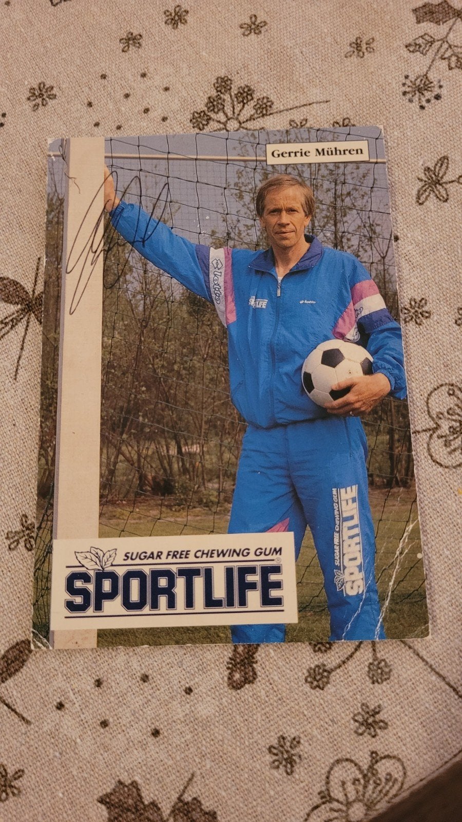 Gerrie Mühren spelerskaart gesigneerd, Verzamelen, Ophalen of Verzenden, Gebruikt, Ajax, Spelerskaart