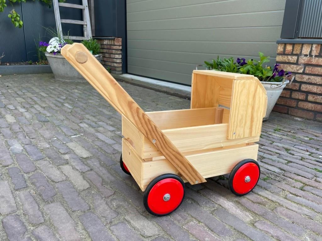 Poppenwagen, wandelwagen kinderen speelgoed meisjes hout pop, Ophalen, Zo goed als nieuw, Babypop