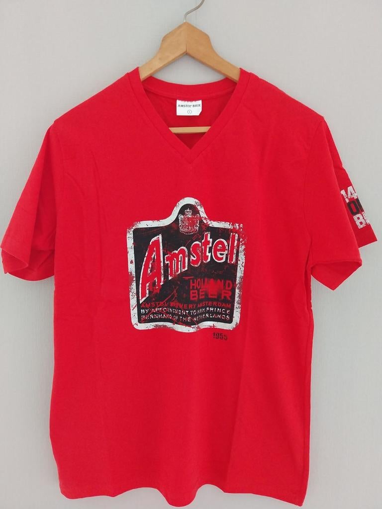 Amstel T-shirt rood met logo - Maat M, Maat 38/40 (M), Nieuw, Ophalen of Verzenden, Korte mouw