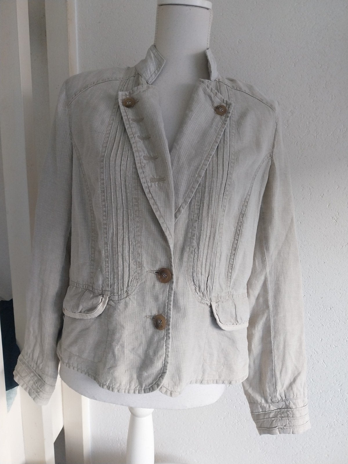 Stijlvol beige gestreept jasje blazer maat 42 Tence, Kleding | Dames, Maat 38/40 (M), Beige, Tence, Ophalen of Verzenden