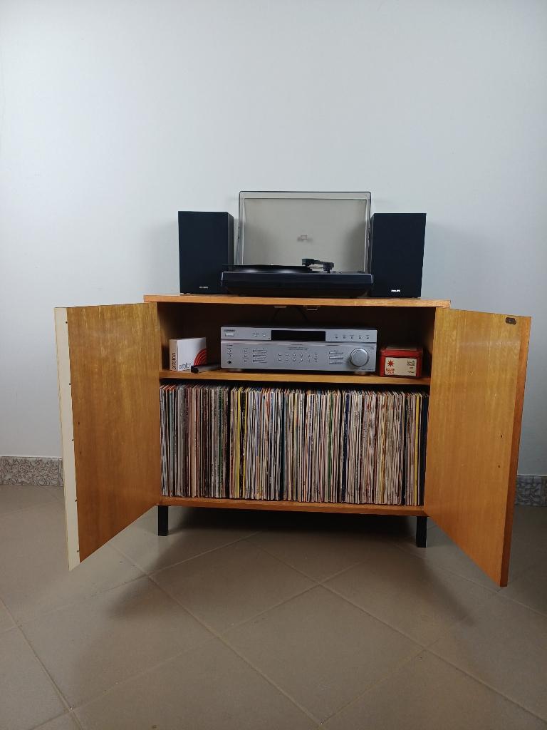 Audiomeubel platenkast platenspelerkast retro vintage hout, Huis en Inrichting, Kasten | Dressoirs, Gebruikt, 50 tot 100 cm, 25 tot 50 cm