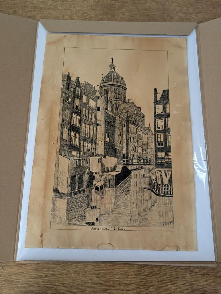 Schets van Amsterdam O.Z. Kolk., Antiek en Kunst, Ophalen of Verzenden