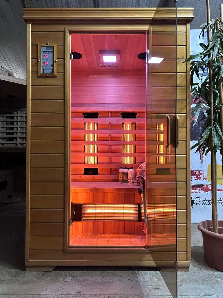 COMBI SAUNA INFRAROOD MET OPGIETKACHEL GRATIS BEZORGD! 🚚, Sport en Fitness, Sauna, Ophalen of Verzenden, Zo goed als nieuw, Fins of Traditioneel