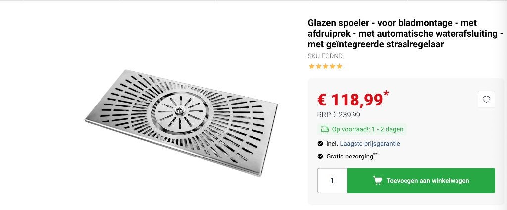 glas spoeler horeca EGDND, Verzenden, Nieuw in verpakking, Overige typen
