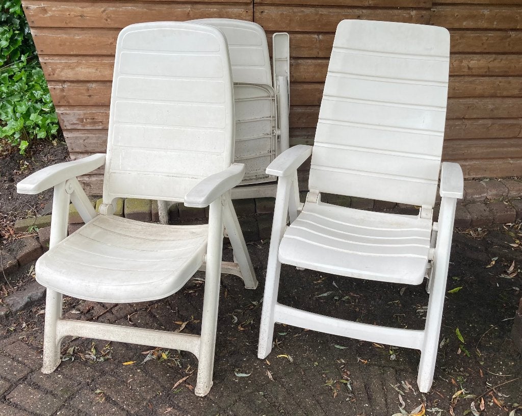 3 tuinstoelen van het merk Flair en Hartman, Ophalen, Gebruikt, Kunststof, Verstelbaar