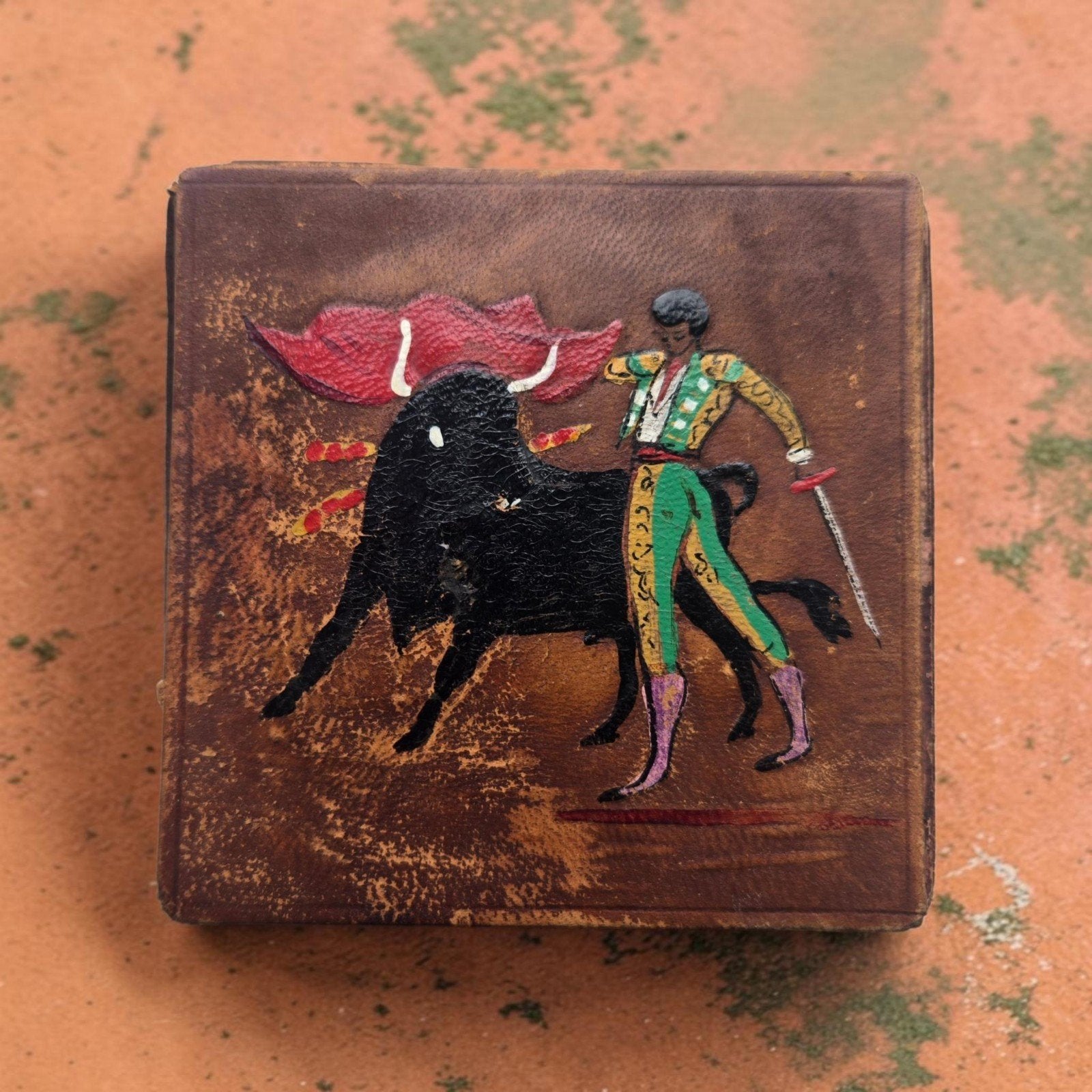 Vintage Spanish Leather Cigarette & Match Box - Hand-Painted, Ophalen of Verzenden, Gebruikt