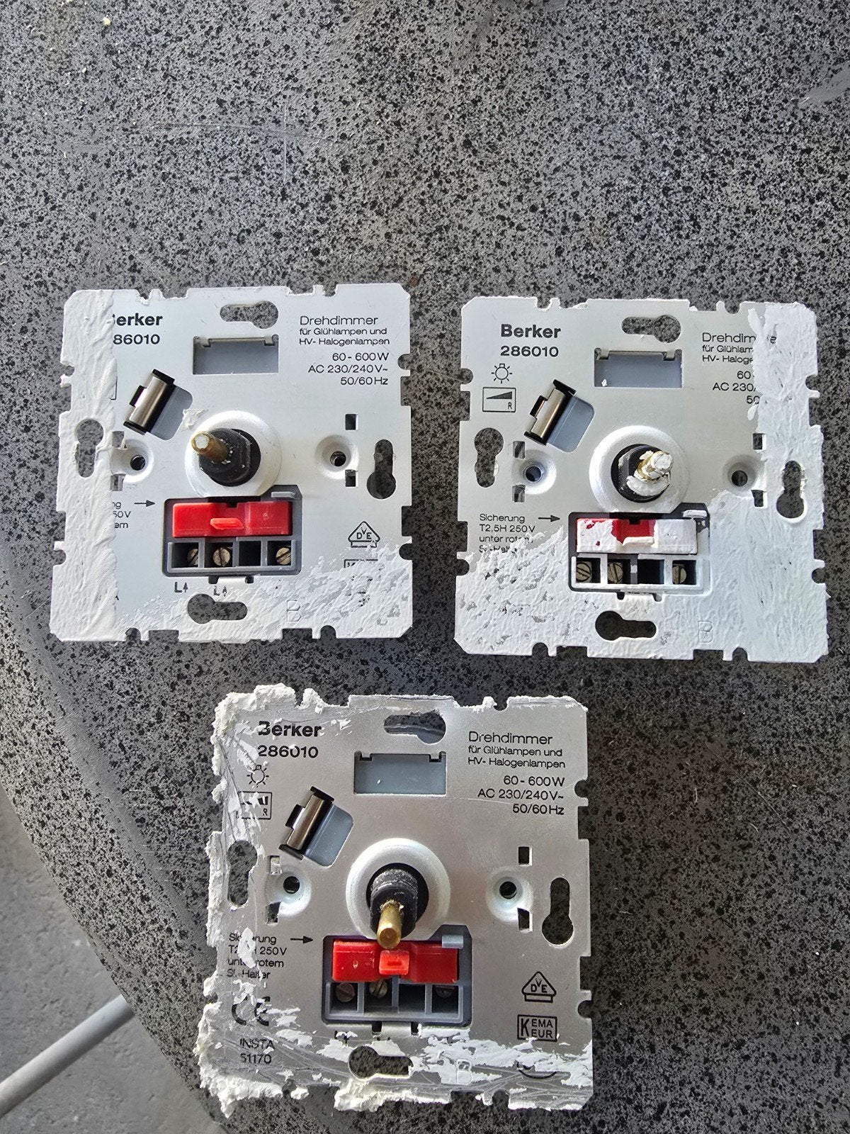 3x Berker - dimmer 60-600w 286010, Doe-het-zelf en Verbouw, Elektra en Kabels, Ophalen of Verzenden, Gebruikt, Berker, Dimmer