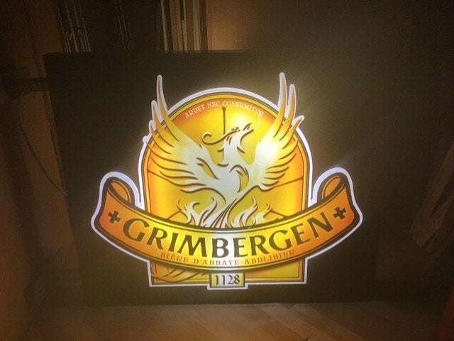 Mooie grote dubbelzijdige vintage lichtbak Grimbergen, Verzamelen, Ophalen, Gebruikt, Lichtbak of (neon) lamp