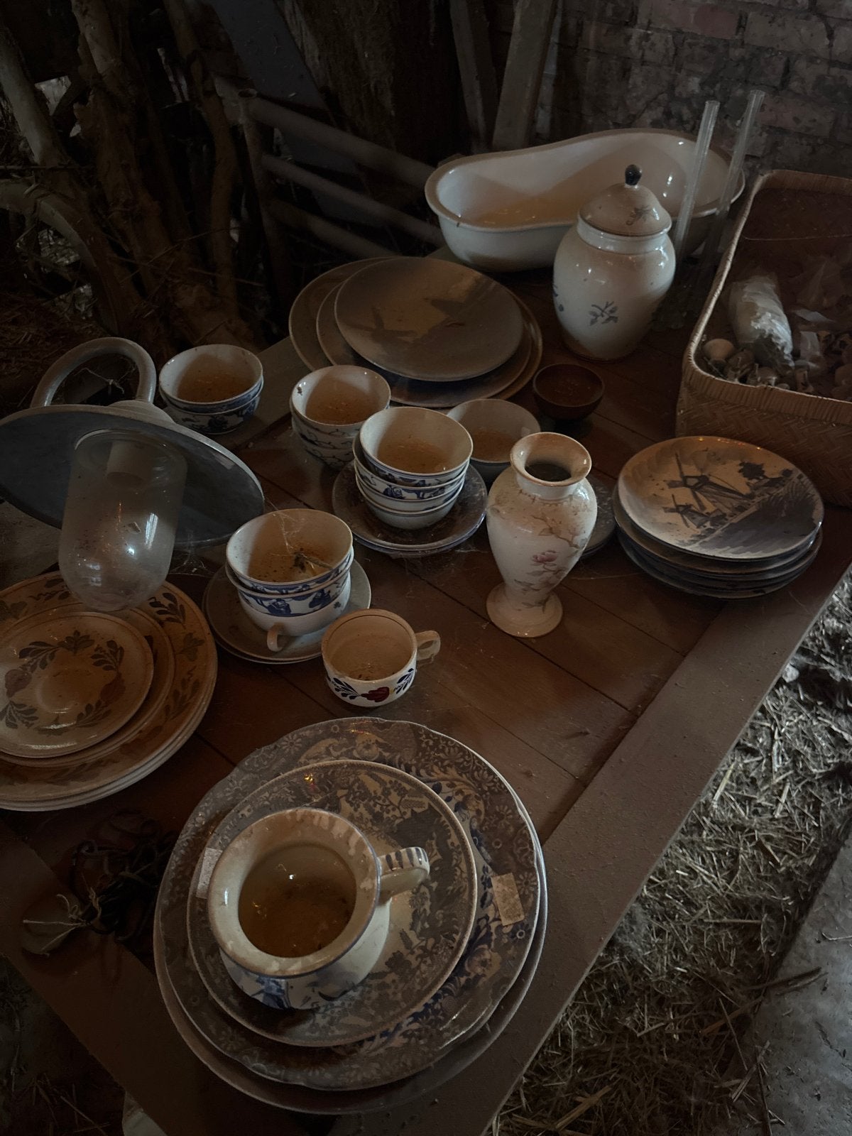 Oud blauw servies - diverse stukken, Antiek en Kunst, Ophalen