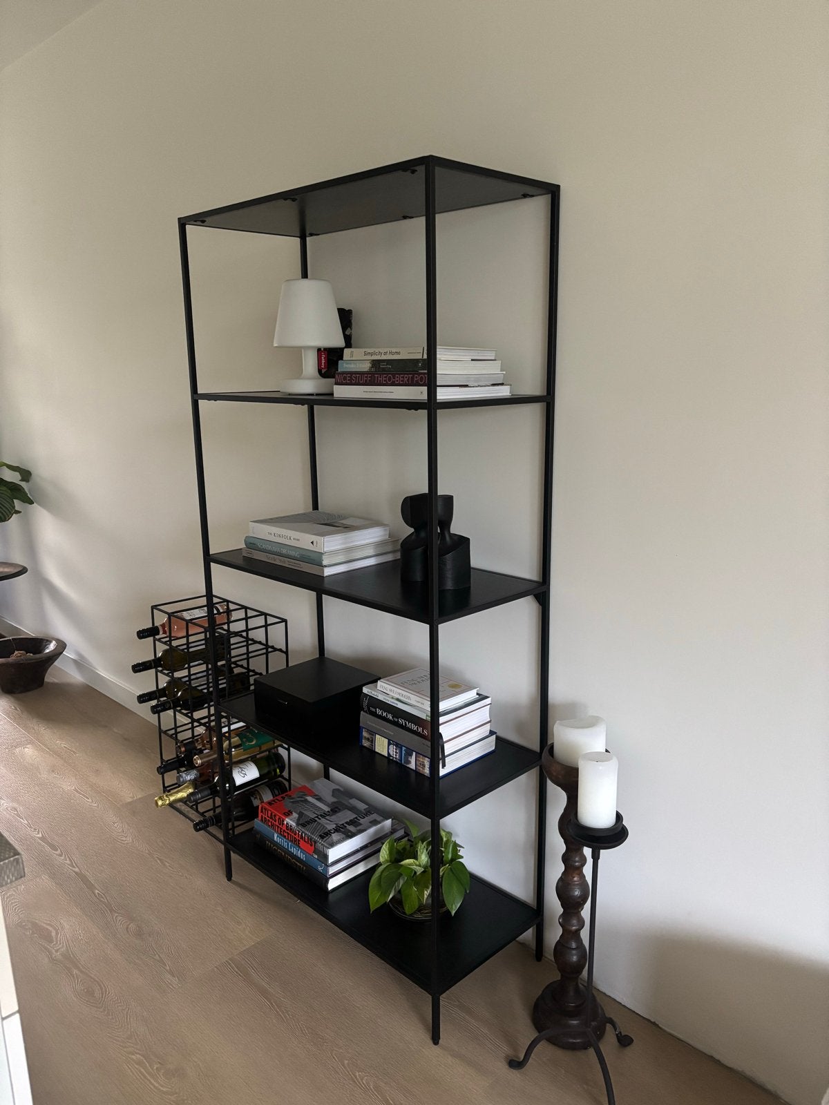 Zwart metalen rek/kast met 5 planken, Ophalen, Zo goed als nieuw