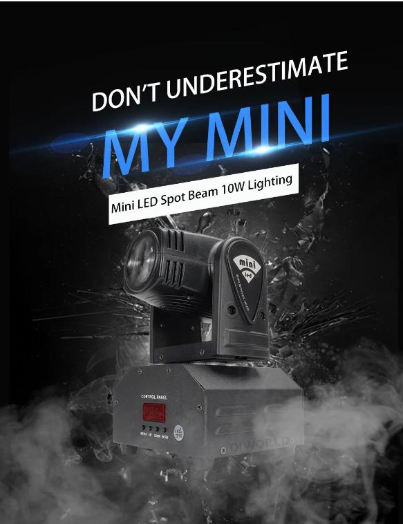 Mini LED Moving Head discolicht – 10W DMX Spot Beam (Nieuw), Ophalen of Verzenden, Nieuw, Licht, Geluidgestuurd