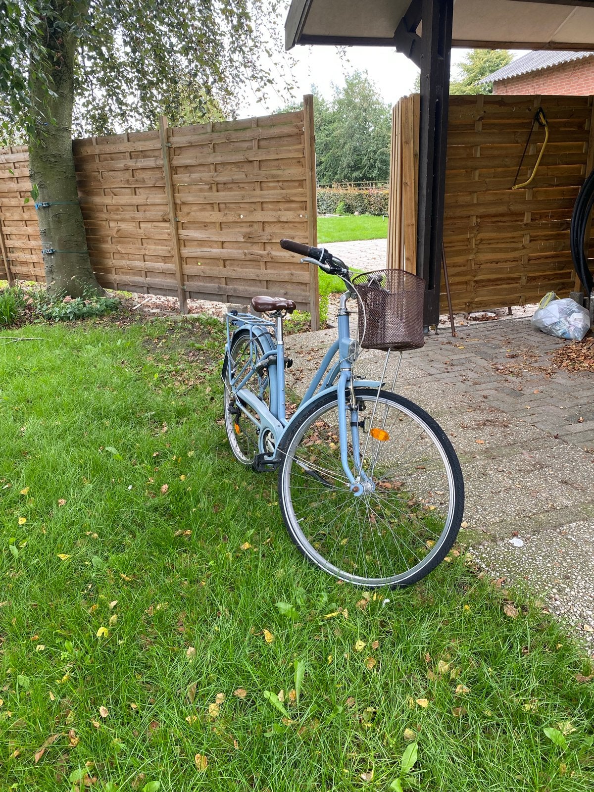 Lichtblauwe damesfiets met mandje, Fietsen en Brommers, Velgrem, 50 tot 53 cm, Ophalen, Overige merken