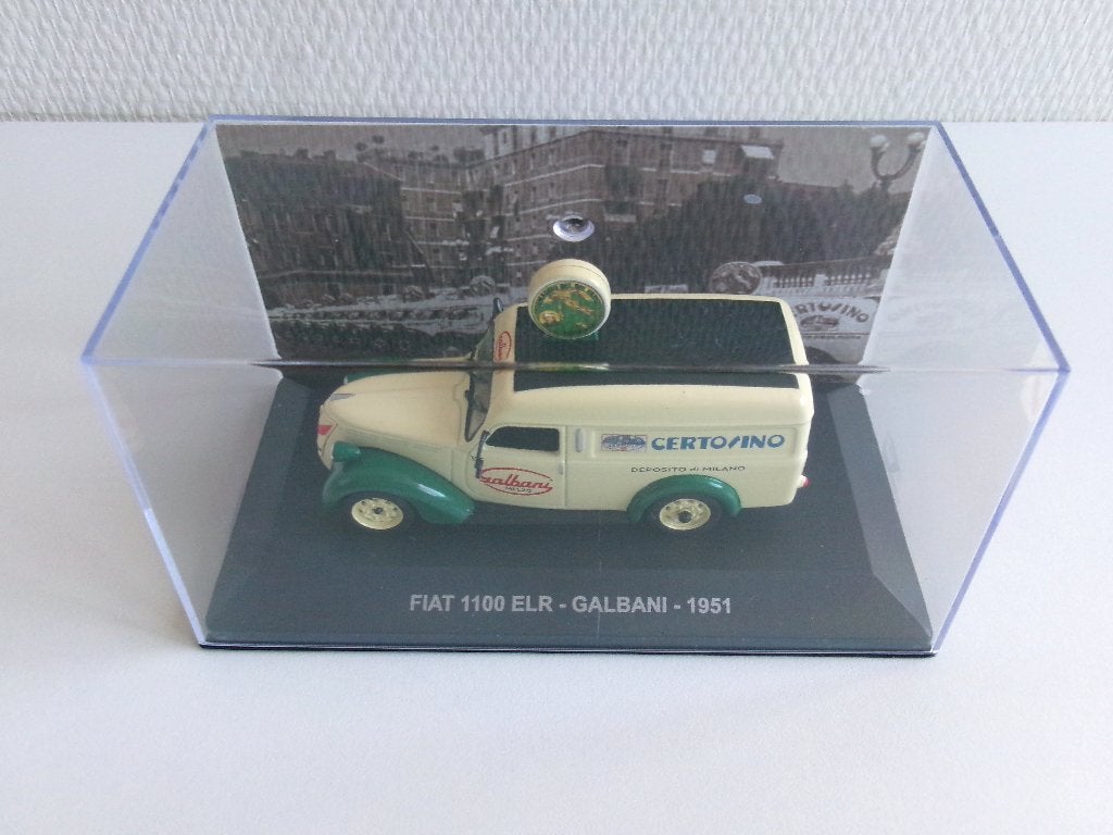 Fiat 1100 ELR - Galbani - 1951 geel 1:43 Magazine Models, Ophalen of Verzenden, Zo goed als nieuw, Auto, Overige merken