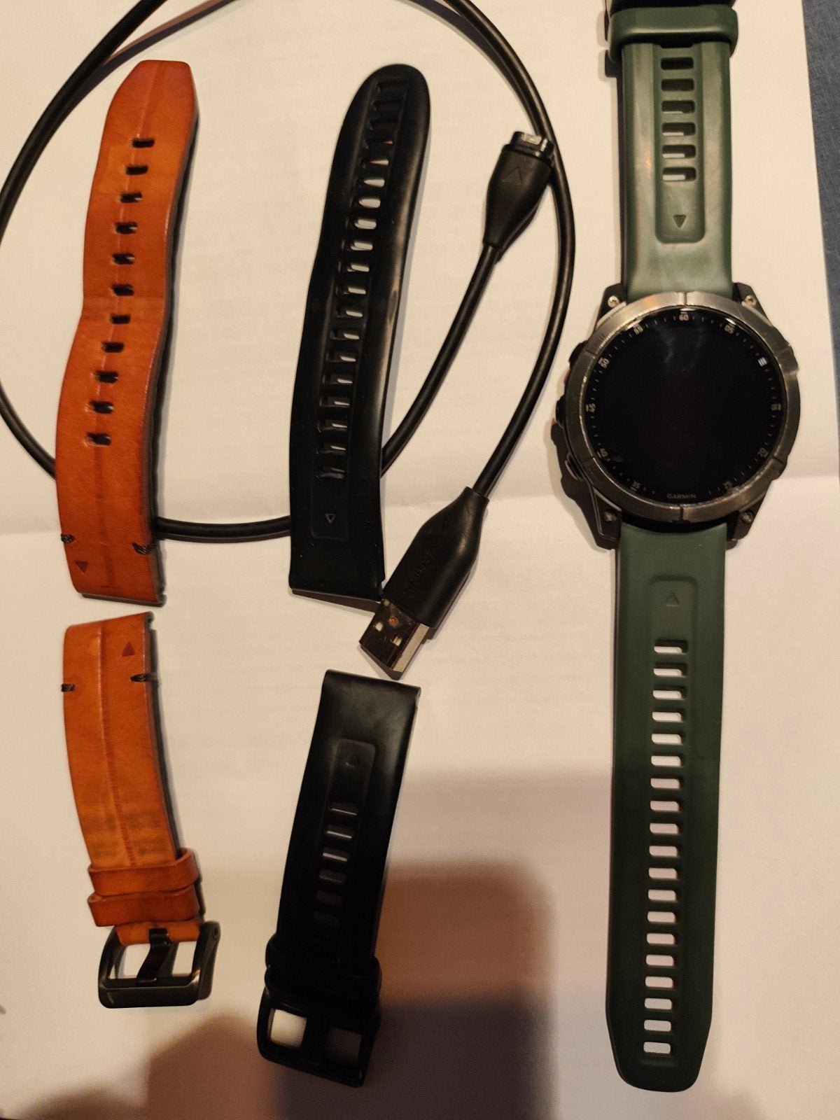 Garmin epix Gen 2 Sapphire 47mm met leren band, Gebruikt, Zwart, Garmin, Stappen