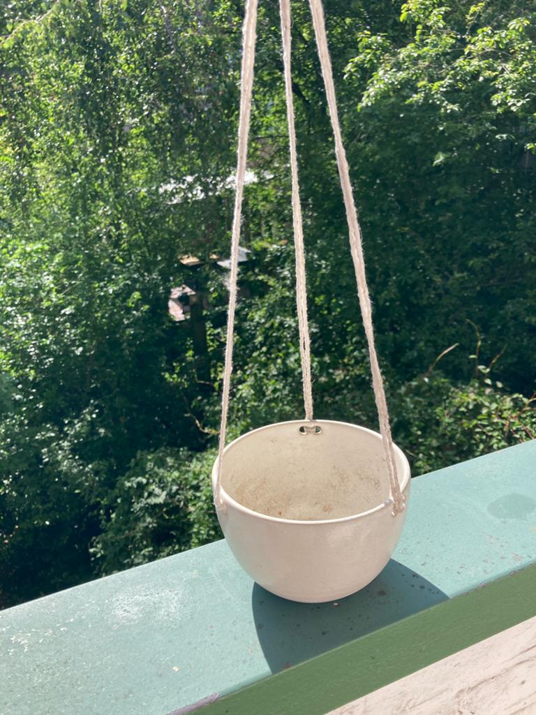Hangpot handgemaakt, Minder dan 30 cm, Rond, Ophalen of Verzenden, Zo goed als nieuw