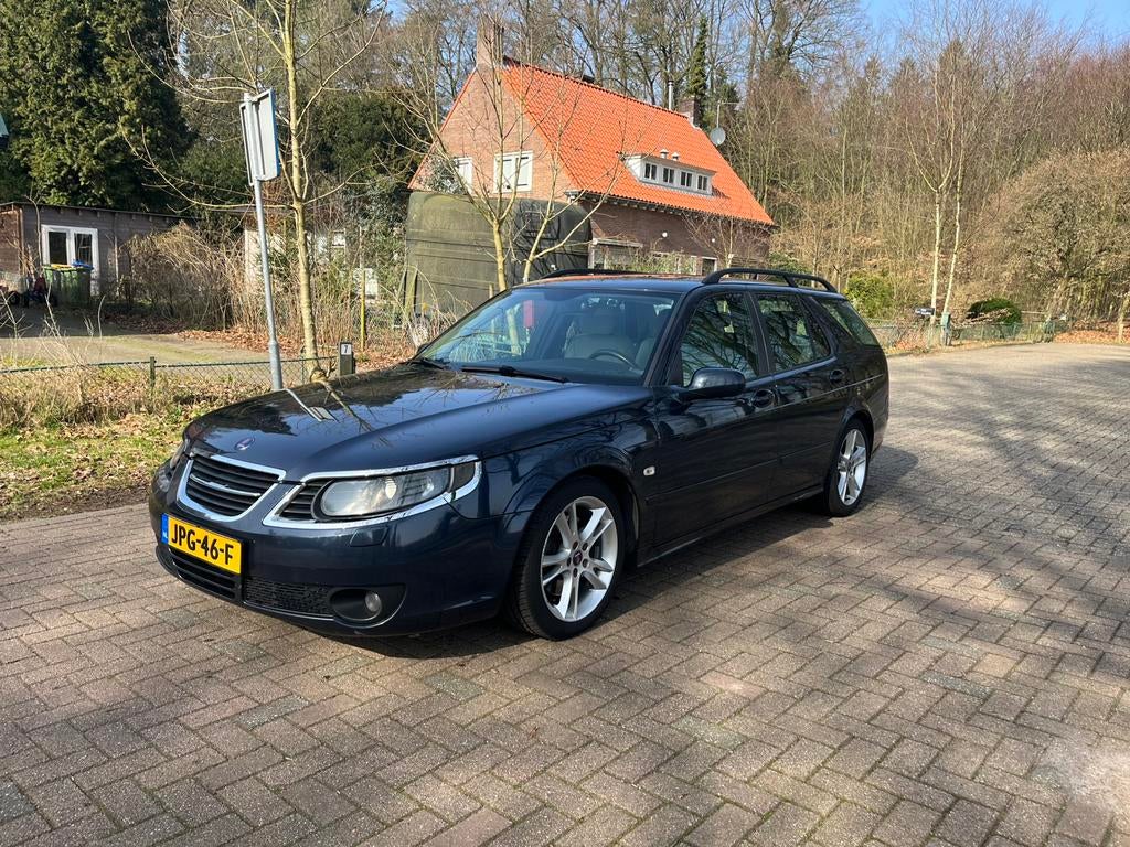 Saab 9-5 2.3 Aero Estate|Schuifdak|Beurt|APK|Full Options!!, 1800 kg, Beige, 4 cilinders, Blauw