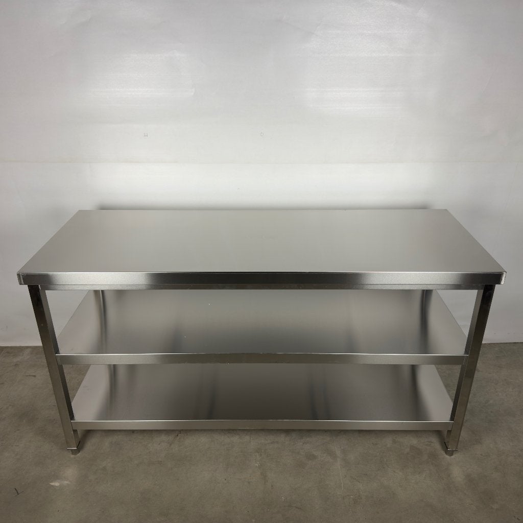 RVS werktafel 160x60/70 cm | dubbel onderschap, Ophalen of Verzenden, Nieuw, 120 tot 170 cm