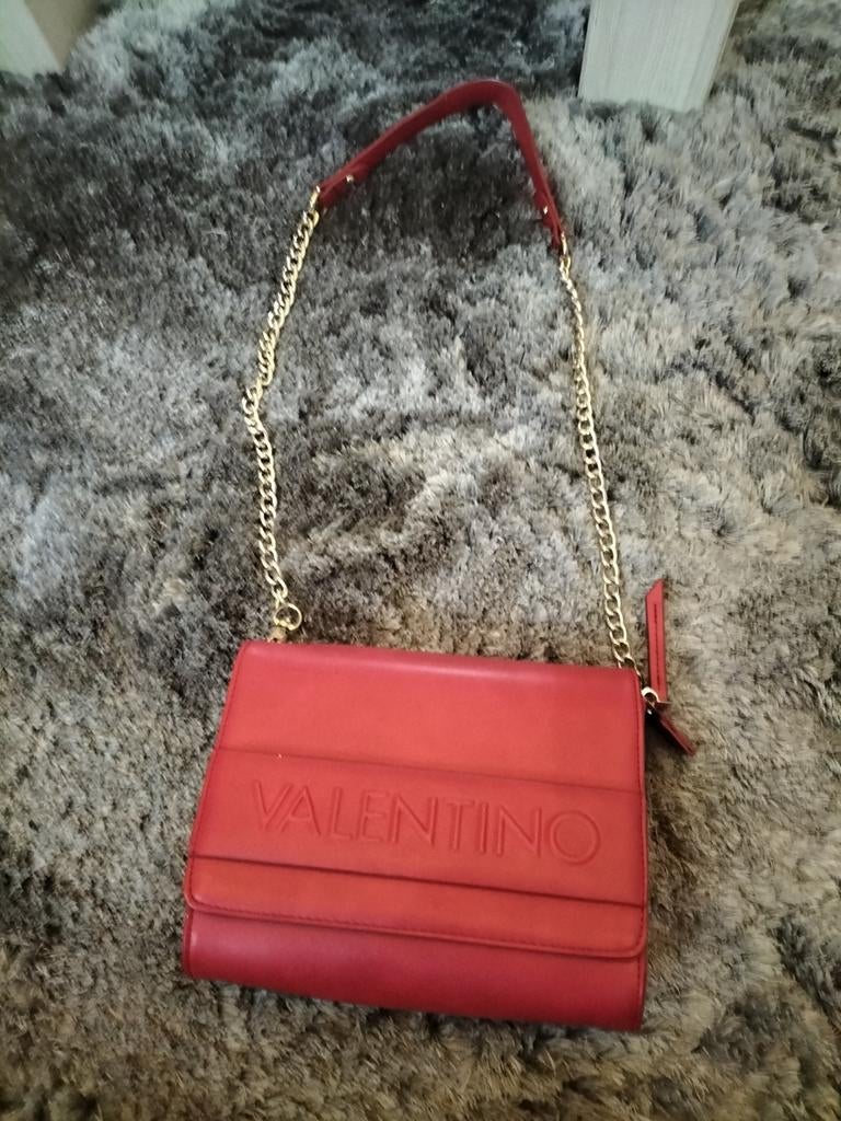Valentino Rode Schoudertas met Gouden Ketting, Ophalen, Zo goed als nieuw, Rood, Schoudertasje