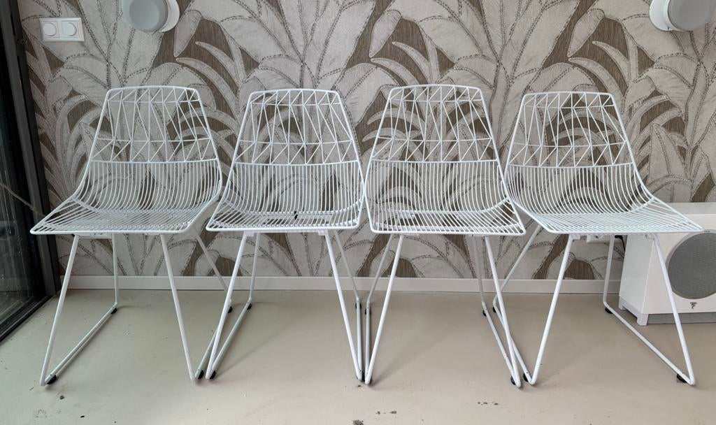 Witte draadstoelen, Ophalen, Gebruikt, Wit, Vier