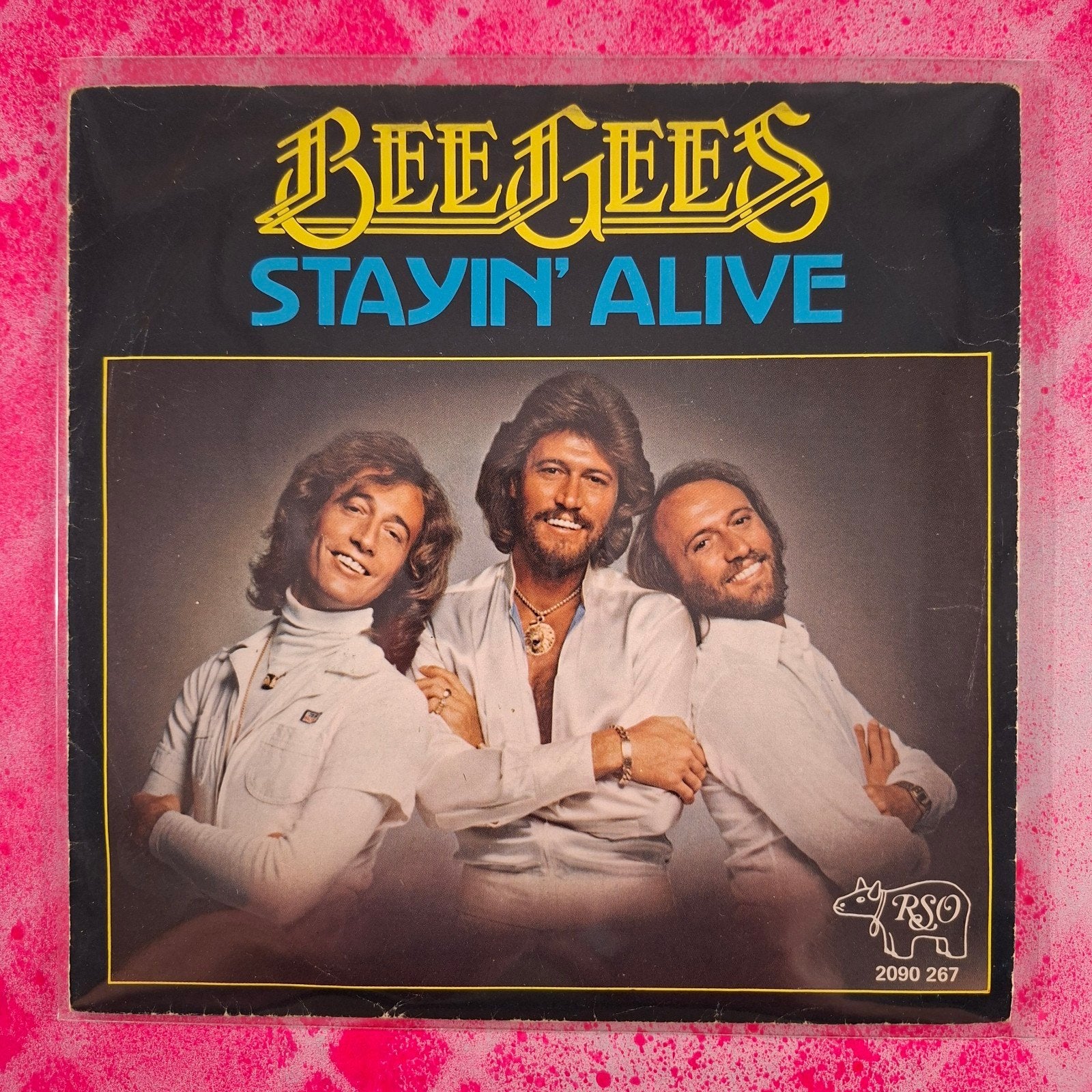Beegees Staying Alive single, Gebruikt, 7 inch, Pop, Overige typen