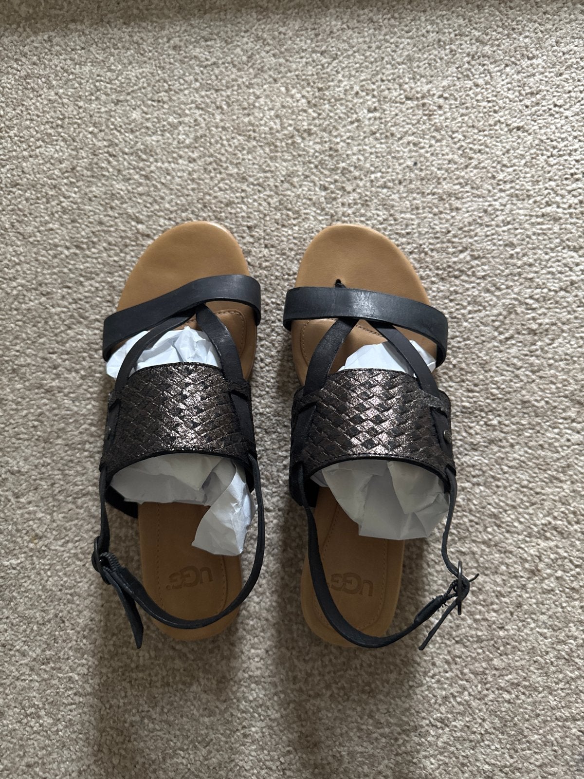 Nieuwe UGG Sandalen - Zwart/Brons - Maat 37, Kleding | Dames, Schoenen, Ophalen of Verzenden, Nieuw, Zwart, Sandalen of Muiltjes