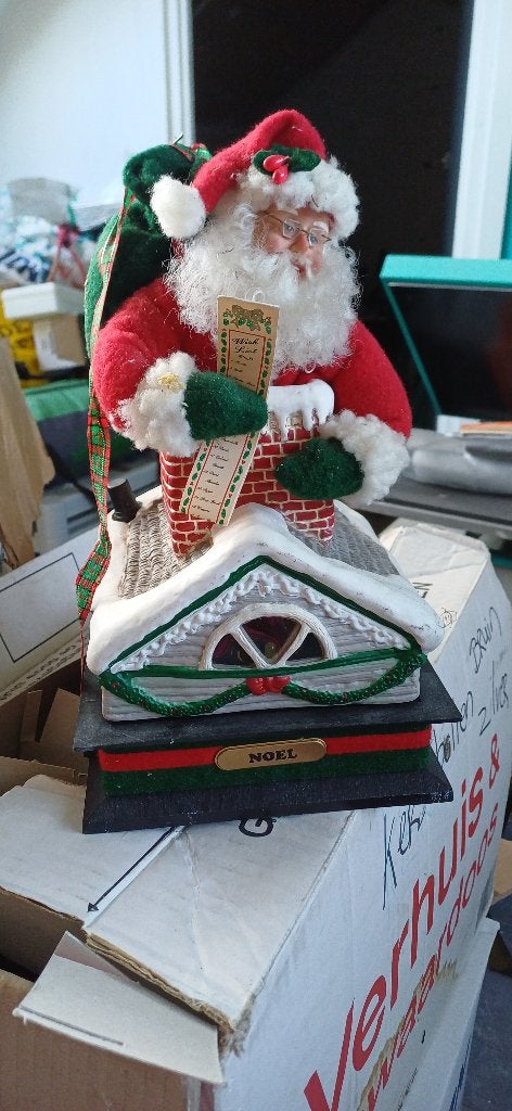 Vintage kerstman in schoorsteen, Ophalen of Verzenden, Zo goed als nieuw