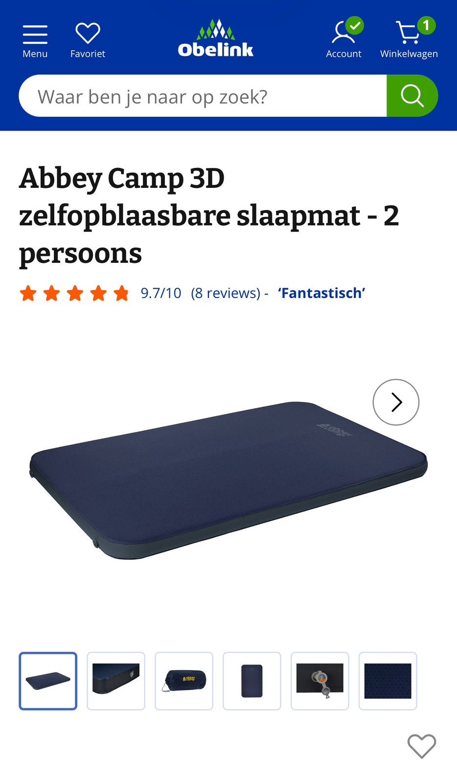 Zelf opblaasbare slaapmat Abbey Camp / Obelink, Caravans en Kamperen, Verzenden, Ingebouwde pomp, Nieuw