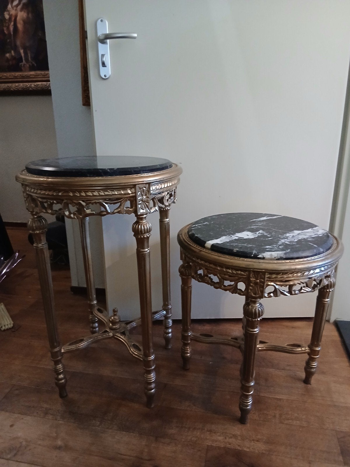 barok bijzet tafel 2x marmerblad, Ophalen