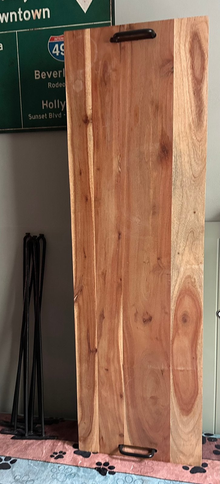 Sidetafel met hairpin poten, Ophalen, Gebruikt, 100 tot 150 cm, Overige houtsoorten