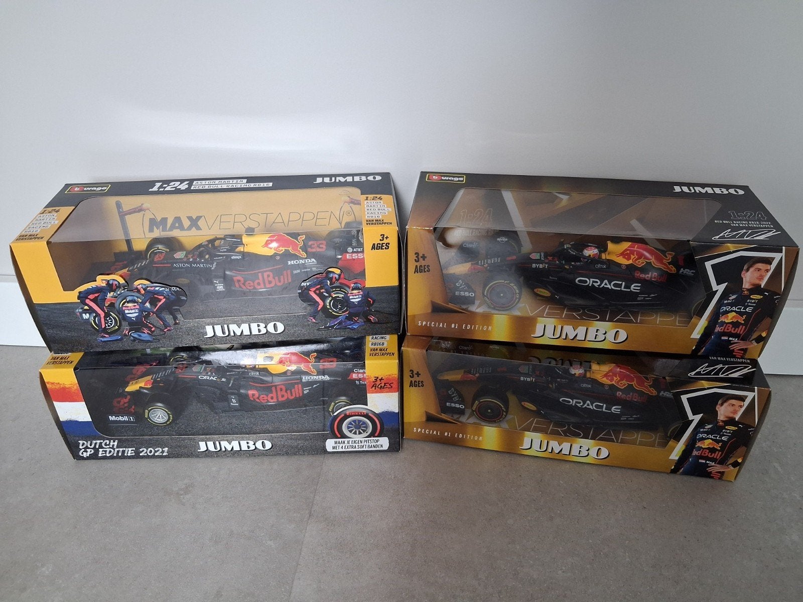 4x Max Verstappen Formule 1 racewagen nieuw in verpakking, Ophalen, Nieuw, Auto