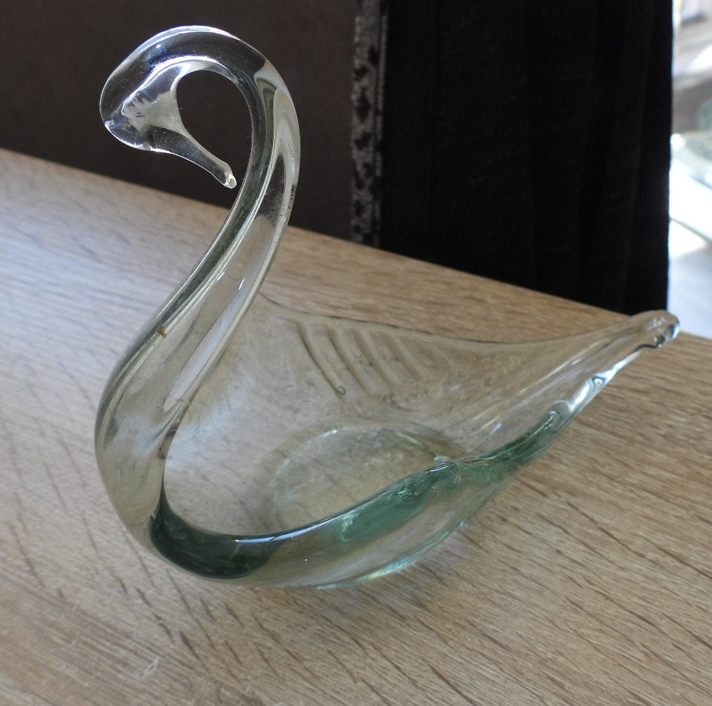 Vintage glazen zwaan  decoratie, Ophalen of Verzenden