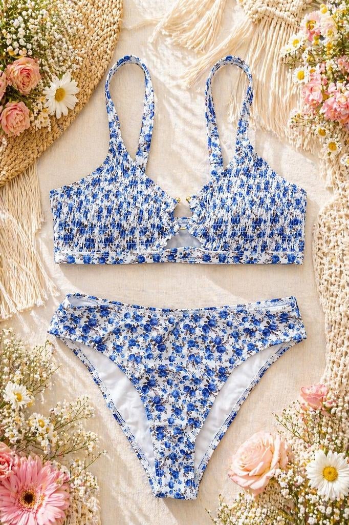 Bikini badpak zwemkleding in bloemen maat m, Blauw, On-line, Nieuw, On-line