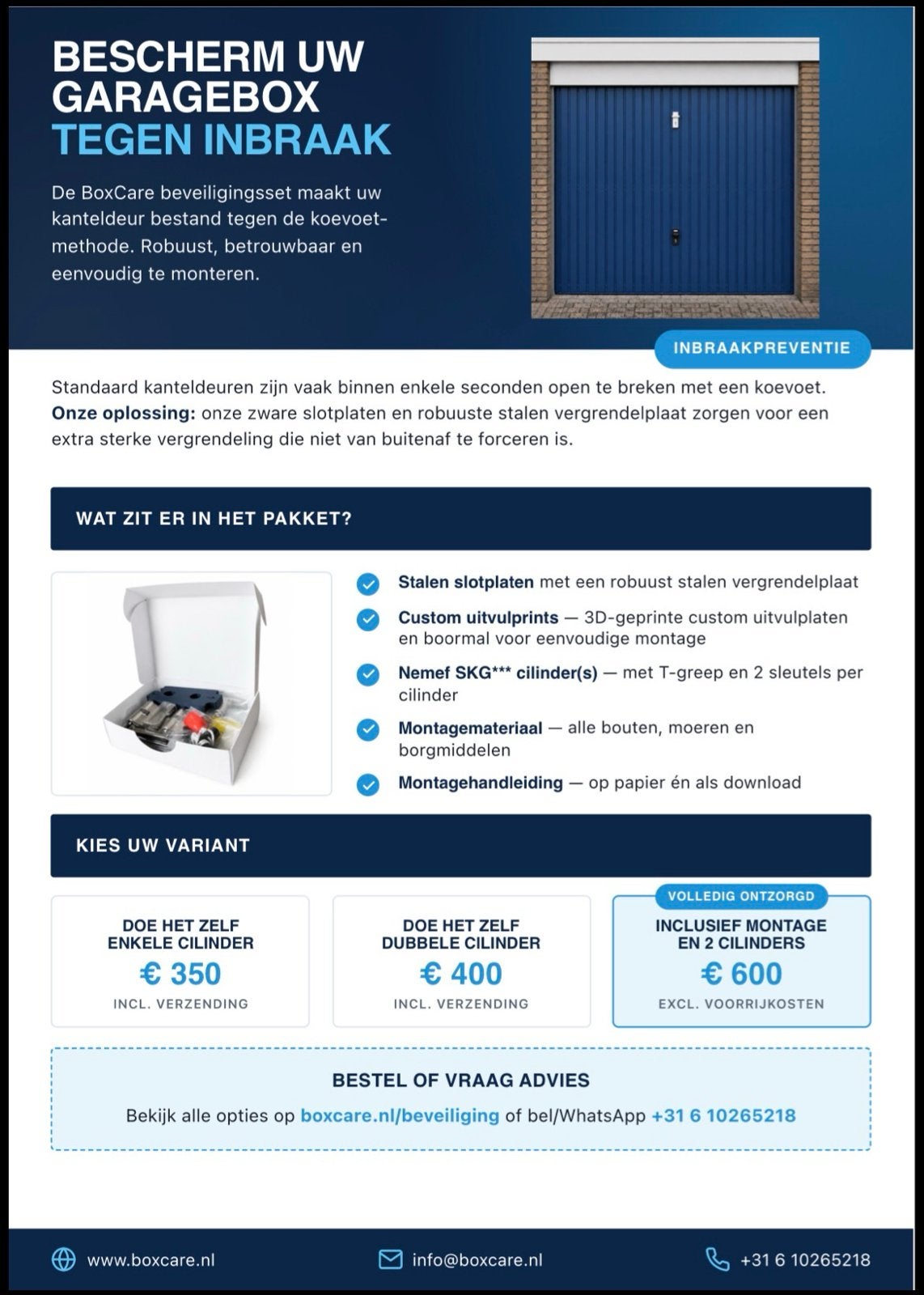 Garagebox slot sloten beveiligingsets opslagruimte BoxCare, Ophalen of Verzenden, Nieuw, Compleet systeem, Overige soorten