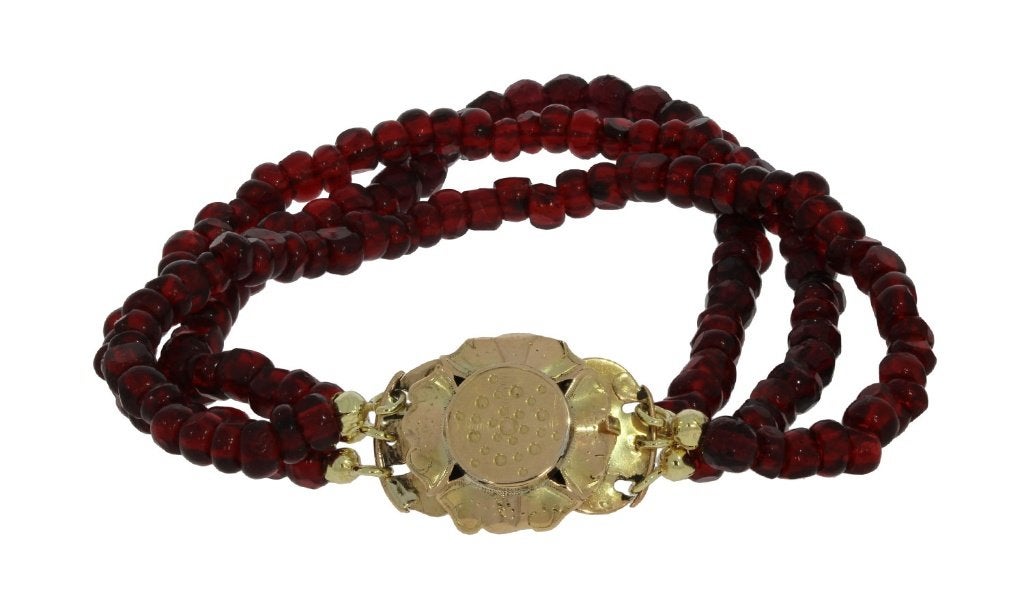Granaat antieke armband fraai 14k slot goud dames vintage