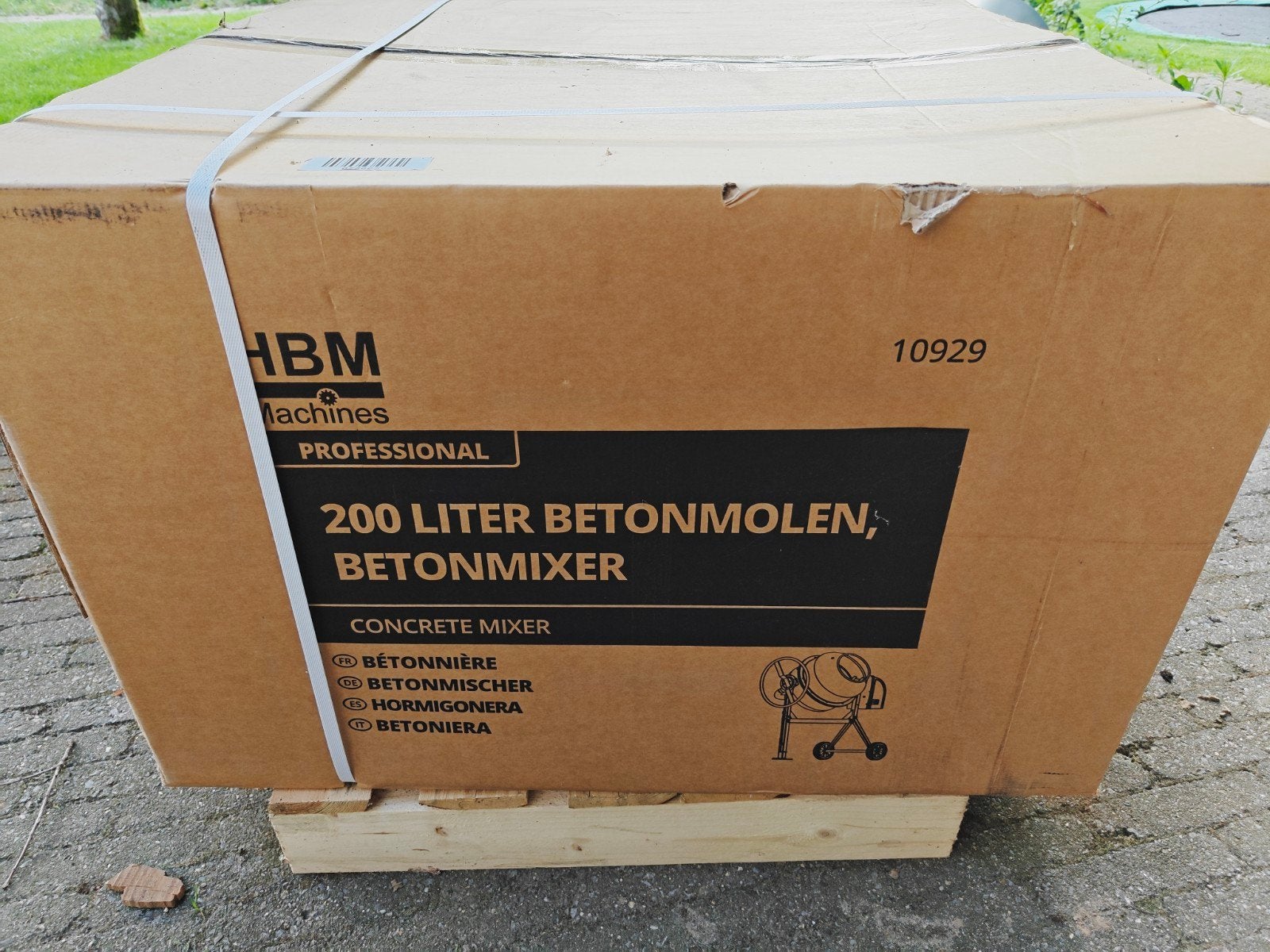 Nieuwe HBM betonmolen 200Liter 800 watt, Ophalen