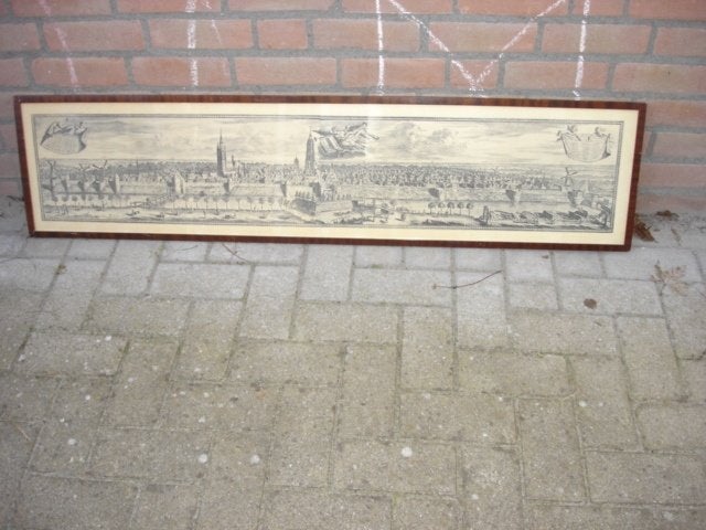 ETS Spectaculair stadsgezicht op Delft Ca. 1729 – C. Decker, Ophalen, Stadsgezicht, Gesigneerd, 32 cm