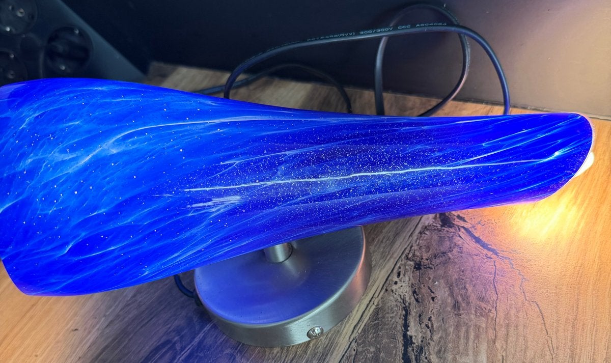 Vintage design wandlamp Space Age, Blauw, Ophalen of Verzenden, Wandlamp, Glas