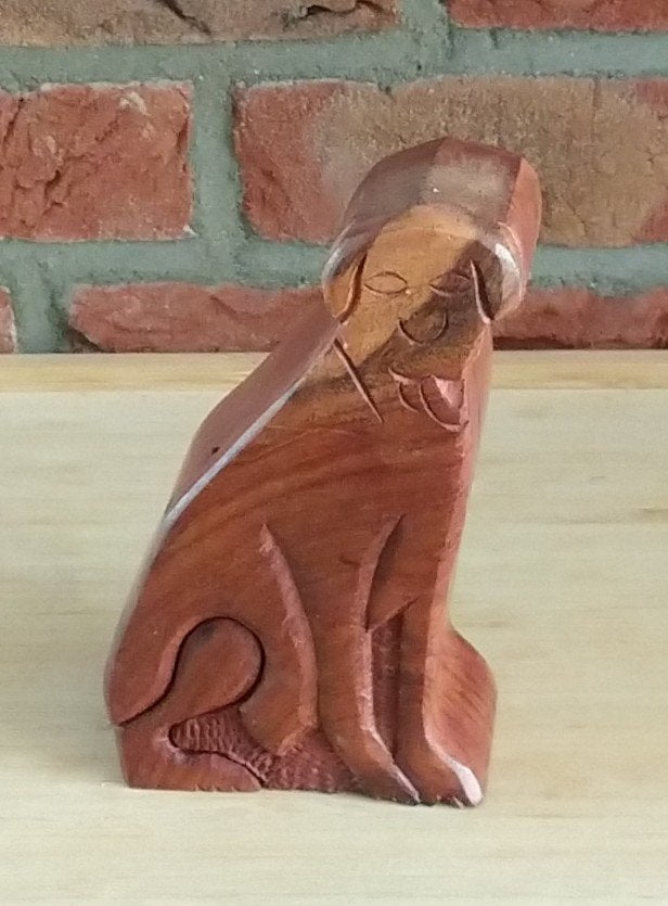 houtsnijwerk hond interlocking puzzelvorm, volgnr 64, Overige onderwerpen, Houtsnijwerk, Minder dan 20 cm, Ophalen of Verzenden