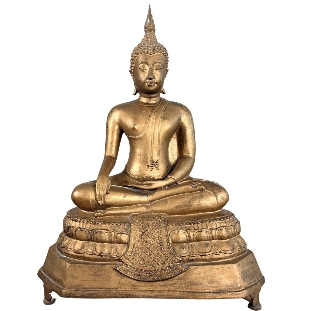 Boeddhabeeld – Thais – verguld brons – 55 cm, Antiek en Kunst, India, Ophalen of Verzenden, Beeld, Brons